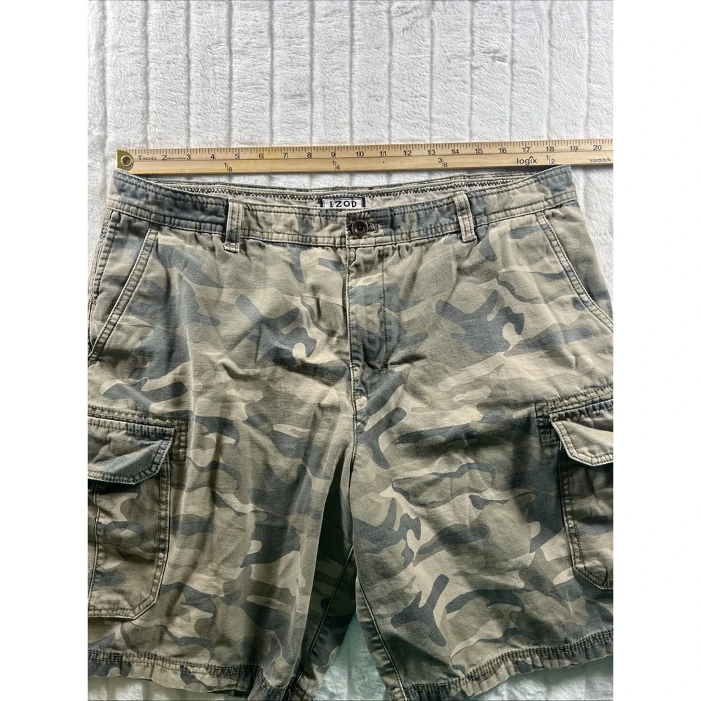 IZOD‎ Men's 100% Cotton Camo Camouflage Cargo Shorts Size 38X 10 Inseam